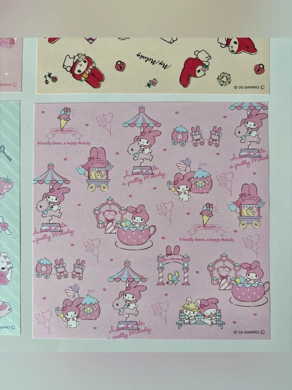 Sanrio My Melody Pastel Origami Sheet Set - 4 Designs Pink,Cream,Mint,Light Blue